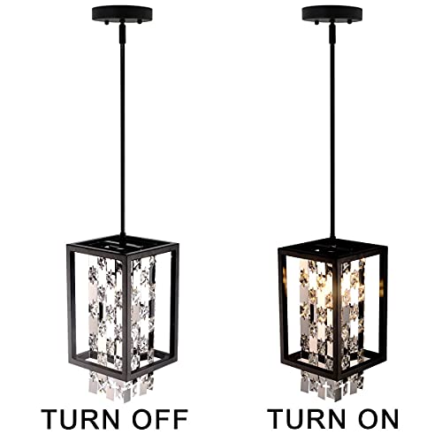 Beirio Modern 2-Lights (Include Led Bulbs) K9 Crystals And Mirror Style Pendants Rectangle Chandelier Lights Height Adjustable For Dining Room Kitchen Island Living Room Bedroom (W 6.7" * H 33.1")… #TOP4