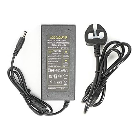 Power Supply 24V 2A, AC100-240V to DC24V 48W Power Adapter Charger Transformers,UK Plug with 5.5mm x 2.1mm Jack for LED Strip,Rope Light,Wireless Router,ADSL Cats,LCD Monitor Cover