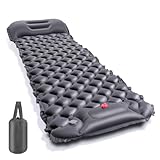 エアーマット キャンプ マット【25秒膨らむ・10CM厚さ】足踏み式 無限連結可能 R値4.0 車中泊 防災 厚手 枕付き 超軽量 コンパクト 防水 寝袋 持ち運び便利 災害 お花見 登山 テント用 キャンプ用品 簡単収納 収納袋 日本語説明書付き