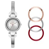 DKNY Damenuhr DKNY Damen Quartz Armbanduhr, 26.00mm GehäusegröÃŸe mit Silber analog Zifferblatt und Silber Metallarmband Armband NY2861