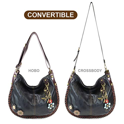 CHALA Handbags Charming Crossbody or Shoulder Convertible Large Chala Purse - BLACK (Metal Dragonfly)3