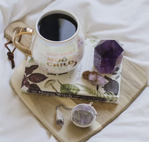 Holy Santo Fancy Coffee Mug Gift Set - Stay Wild Moon Child Witchy Mug With Crystal Spoon And Crystal Tea Infuser - Goth Novelty Mugs For Women Wife Mothers Day Witch Gifts, 500Ml Ceramic Tea Cup #TOP7