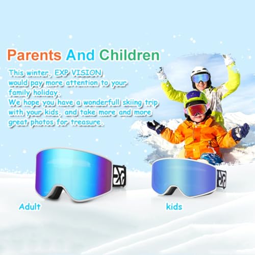 Miniatura 8 de Exp Vision Gafas De Esquí Y Snowboard Para Niños De 4 A 14 Años, Para Niños Y Niñas De 4 A 14 Años, Color Azul