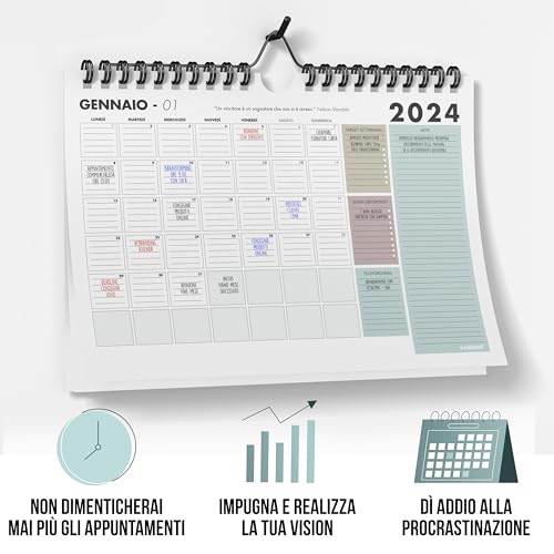 Calendario-2024-da-Muro-A4-Calendari-per-Parete-15-Mesi-Gen-2024-Mar-2025-Planner-da-Appendere-e-da-Tavolo-Mensile-210-x-297-cm