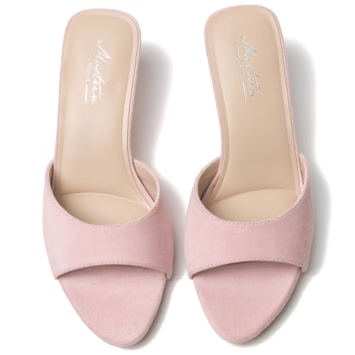 Image of Mostrin Kitten Heels for Women Pointed Toe Vintage Mules Heels Sexy Slip on Stiletto Backless Sandals for Party Wedding Daily