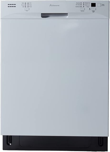 Dishwasher, Kalamera 24 inch Built in Dishwasher with 12/14 Place Settings, 6 Wash Cycles and 4 Temperature + Sanitized Option, Energy Save with Low Water Consumption and Quiet Operation - White