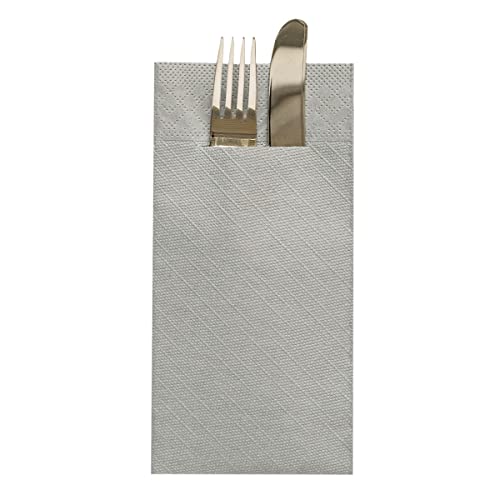 Mank Tissue Deluxe Besteckservietten Uni | 40 x 40 cm | 1/8-Falz | Premium Einweg-Serviette | saugstark | Basic | 75 Stück (Grau)