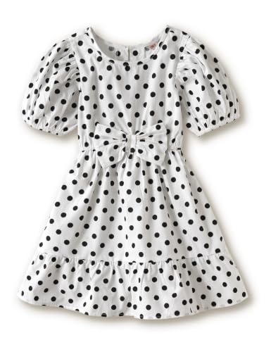 Image of Amazon Brand - Symbol Girls Bow Detail Pure Cotton Knee Length Casual Dress