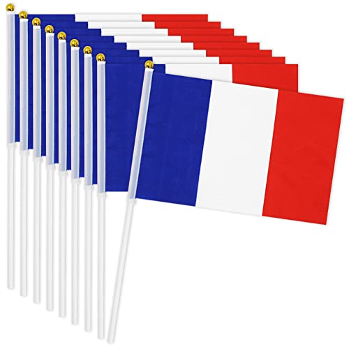 20Pcs Drapeau Français - Drapeau National France - Fête Nationale Française - Portatif - 21 x 15 CM