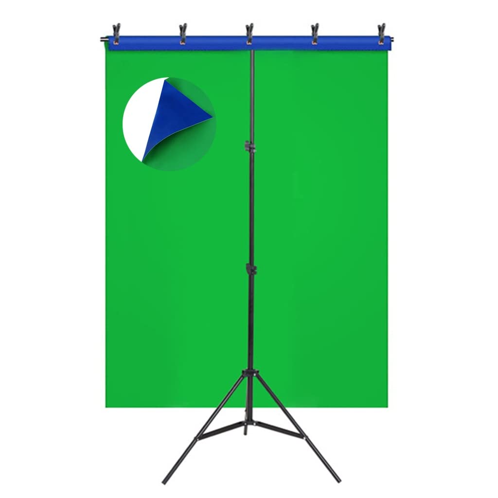 Telón de Fondo Chroma Key con Soporte | Fondo Compuesto Azul-Verde para fotografía | Pantalla Verde De Fotografía Portátil (Tamaño: 1.5x2m)