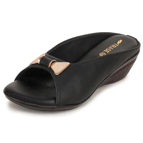 Image of TRASE Women's Fashion Sandals | Faux Leather Comfortable and Stylish Wedges | For Casual Wear & Formal Wear Occasions | For Women & Girls
