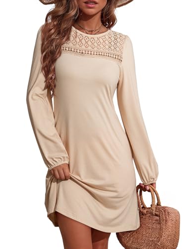 Dokotoo Womens Dresses Fall Winter Crew Neck Casual Long Sleeve