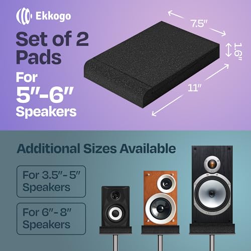 Image of Studio Monitor Isolation Pads Premium Acoustic Foam for 5 Inch Speakers Enhanced with Vibredux HD Foam for Superior Isolation, Black