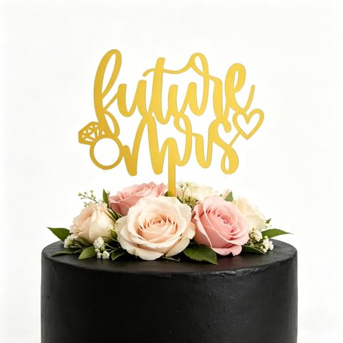 Acrylic Gold Future Mrs Cake Topper, Bridal Shower Cake Decorations, Wedding/Bachelorette/Engagement Party Cake or Dessert Table Decoration Supplies by FGJAUXE - Used condition - Image 8