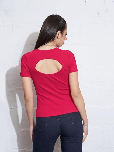 Image of Sassafras Women Rib Back Cut Out Top