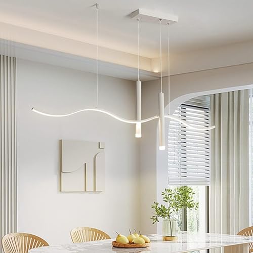 Lampe suspendue à LED moderne variable avec télécommande pour lustre de table à manger