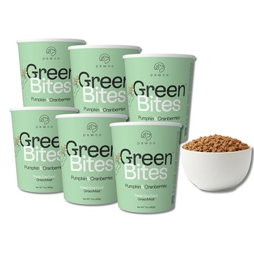 PawCo Fresh Dog Food – Supports Energy, Digestion & Overall Health – Pumpkin Recipe with Cranberries, Omega-3, Antioxidants, Fiber & Probiotics – GreenBites – Pack of 6 x 17oz