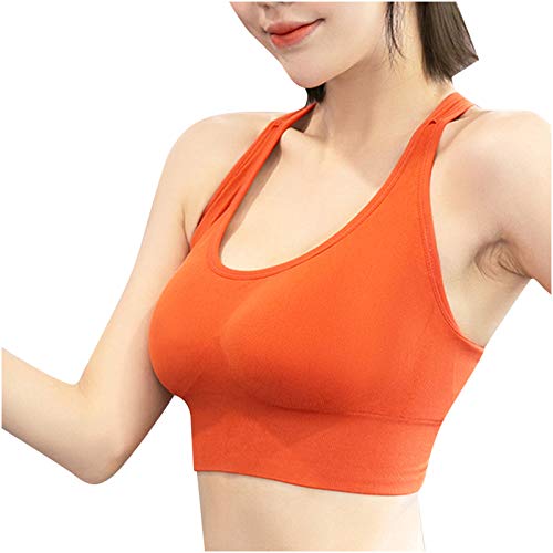 Femme Débarteur Camisole Soutien Gorge de Sport Brassière de Levage pour Femme Fille Yoga Courir Jogging Pilates Entraînement (Orange, L) Cover
