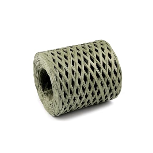 cyclingcolors 1x Raffiabast Raffia Papierschnur 5-8 mm 200 m für Geschenkverpackung Weihnachten Hochzeit Geburtstag Bastelprojekten Dekorieren Weben Gärtnern, Flaschengrün