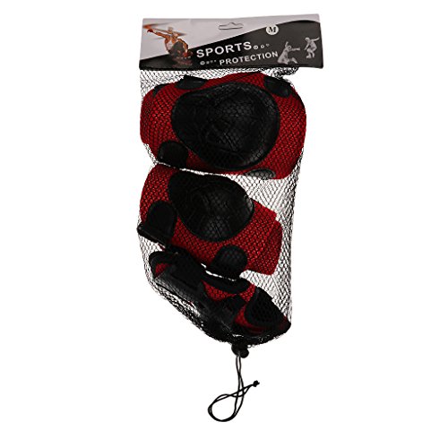 F Fityle 6 Peças Garoto Menino Menina Skate Skate Bicicleta Cotovelo Pulso Protetor De Joelho - Pret