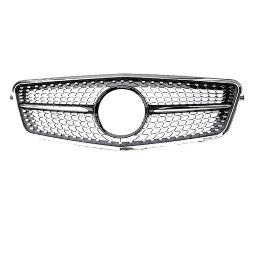 Eクラス W212 2009-2015 フロントレーシング ダイヤモンド AMG用 GTスタイル ブラックシルバーグリル アクセサリーパーツ 車のダブルキドニーグリル(08-13 diamond black)