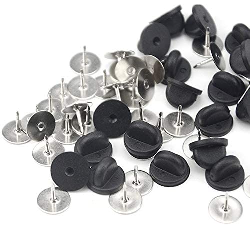 BGTXINGI 100Pcs Krawattennadeln mit 100Pcs PVC-Gummi schwarz Pins zurück für Schmuck Machen und Crafting