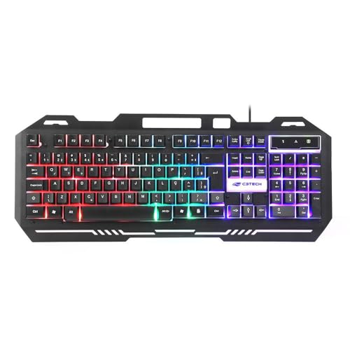 C3Tech - Teclado Gaming USB KG-40BK Preto Layout ABNT2 Anti-Ghosting com Iluminação de Led Multicolo