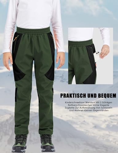 HFDWYJ Winterhose Softshellhose Kinder Mit Fleecefutter wasserdichte Outdoor Hose Warm Skihose Wanderhose Jungen