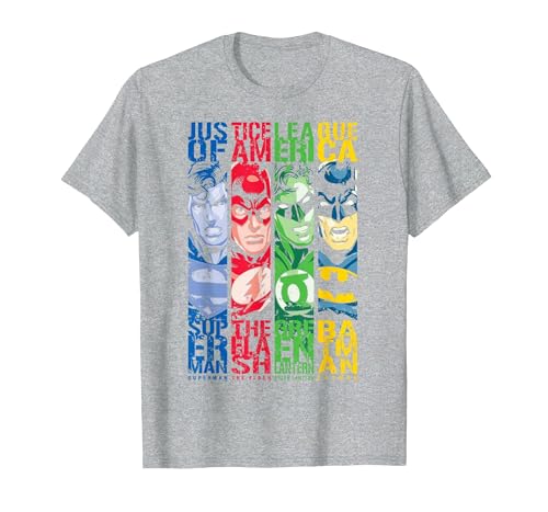 DC Justice League Stripped T-Shirt, Men, Heather Grey, 5X-Large