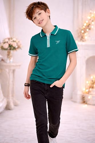 Image of TotzTouch Boys Premium Polo Collar Tshirt Combo with Zipper Closure Color White & Black Age 6 Years to 15 Years
