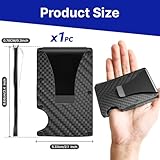 Carbon Fiber Wallet, RFID Blocking Slim Card Holder for Men, with Stainless Steel Money Clip, Minimalist Front Pocket Credit Card Case, Durable Metal Wallet, Gift for Men & Fathers, Card Holder - Image 2