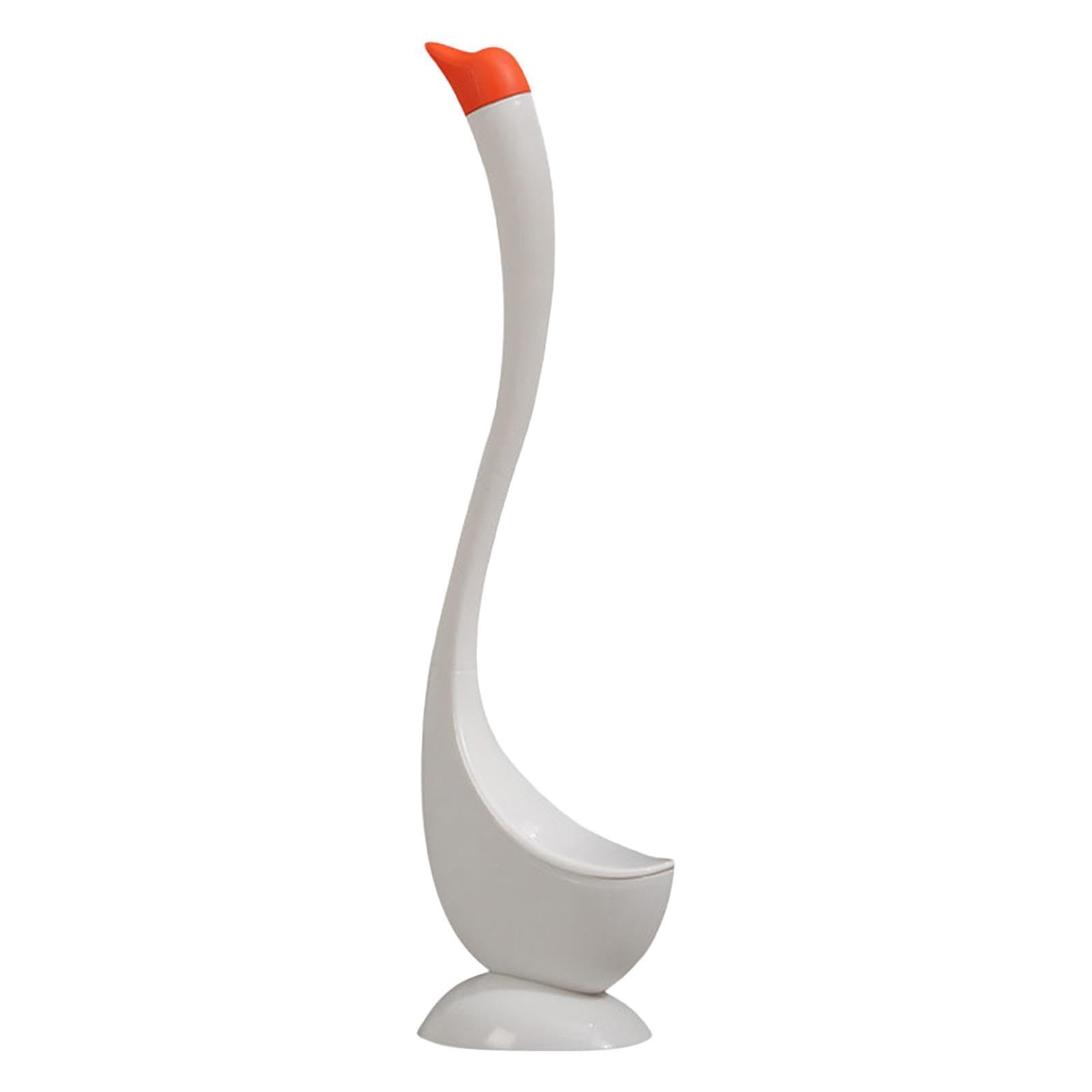 Jazuaiao White Space Saving Toilet Brush Holder Set With Extended Curved Handle Flexible Dense Bristles Simple Installation For House Bird Shape Toilet Brush With Holder