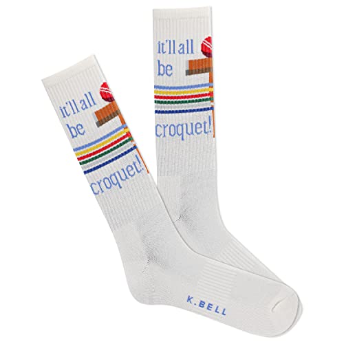 K. Bell Men's It'll Be Croquet Active Crew Socks 1 Pair, Light Oatmeal, Men's 10-13