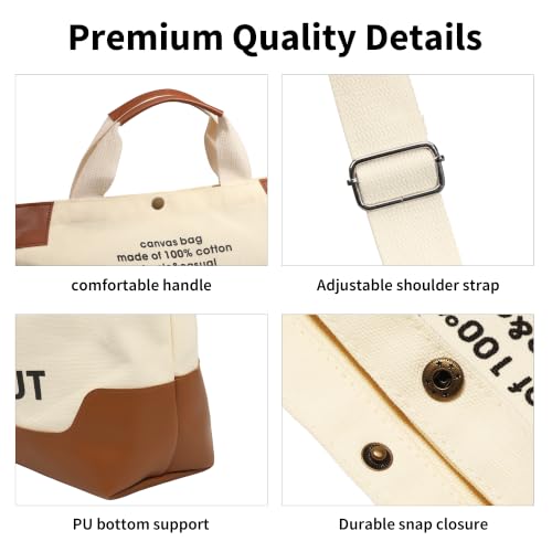 Image of Canvas Tote Bag For Women inside out bag Crossbody Handbag with Adjustable Strap and Coin Purse for Work,Travel,Grocery