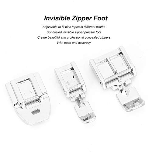 3 Piezas Pie Prensatela Invisible Acero Inoxidable miniatura 7