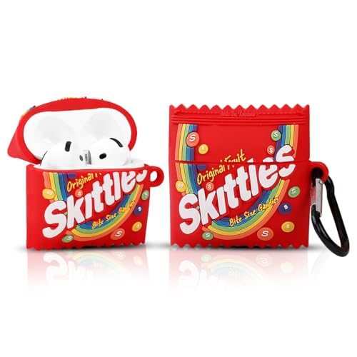 LEWOTE Compatibile con Airpods 4 Caso Protettivo Divertente Carino Cartoon Cover con Portachiavi (Skittles)