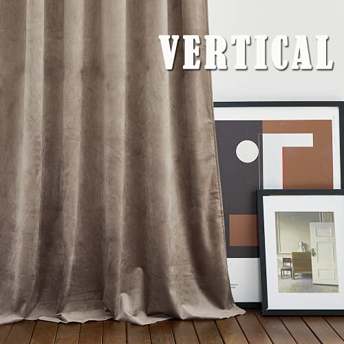 Image of RYB HOME Extra Long Velvet Curtains 102 inches for Sliding Patio Glass Door | Energy Saving, Thermal Privacy, UV Heat Blocking, for Living Room Bedroom Dining Room, Taupe, W52 x L102, 2 Panels