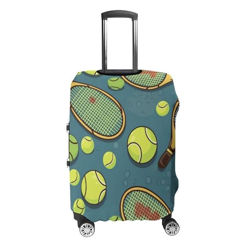 Tennis Racquets And Tennis Balls Luggage Cover, Washable Elastic Suitcase Cover Protector Fit 18-32 Inch Luggage4