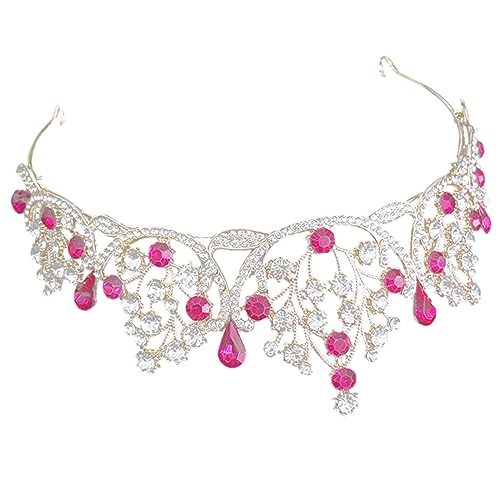 HONITANO tiara de princesa tiaras de boda para novia coronas de pedrería para mujer tocados de novia tiaras de novia coronas de desfile para mujeres accesorios de cumpleaños para mujer Rosy
