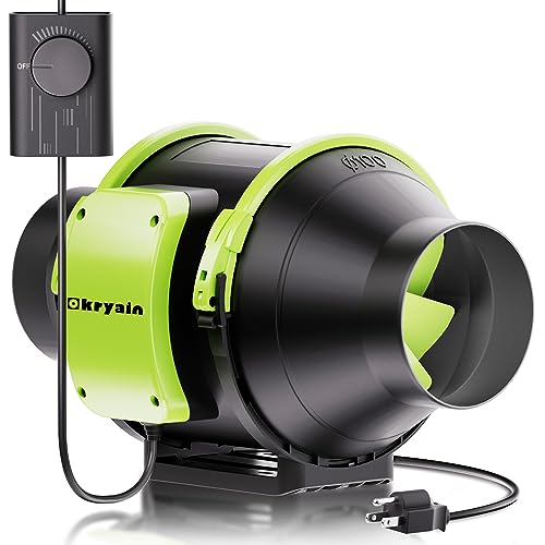 Okryain ダクトファン 100mm ダクト用換気扇 業務用有圧換気扇 無段階風量調速可能 風量348㎥/h 中間取付形ダクトファン 塗装ブース用 【インボイス制度登録店】 100-120V 部屋換気/DIY塗装/焼肉/温室/ペットトイレ