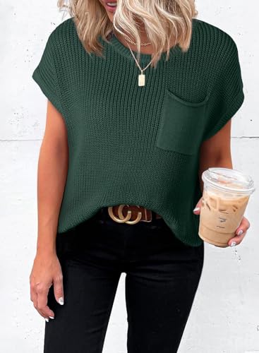 Dokotoo Women's Casual Short Sleeve Loose Tunic Tops Lightweight Knit Spring Pullover Sweater Blouses2