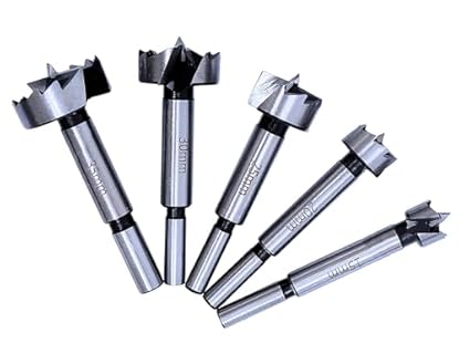 Foto di Set di 5 punte per trapano Forstner per legno (Ø15/20/25/30/35 mm) Set gambo rotondo con scatola di legno