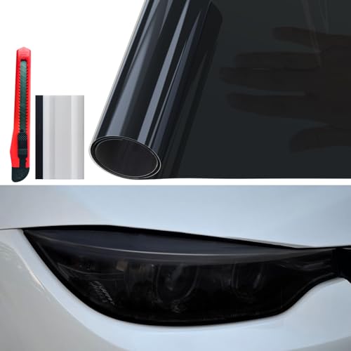12 x 7ft Headlight Taillight Tint Film Dark Black Car Light Self-Adhesive FilmCar Light Protector Film Cover Tint Film for Cars Trucks SUVs