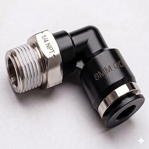 Utah Pneumatic Push-To-Connect Fittings 5/16 Or 8MM"Od 1/4 Npt Air Elbow Union Air Line Tube Fittings Push In Fitting Pneumatic Push Elbow(10 Pack)