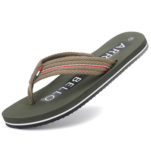 ARRIGO BELLO Tongs Hommes Claquette Cuir Tongue Confortables Sandales Légères Antidérapante Plage Piscine Pantoufles Été Tong Taille 41-46 (C Vert, Taille...