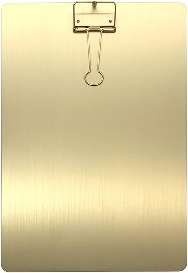 A4 Gold Clipboard, Metal Menu Clip Board with Binder Clip, Folder Plate Writi...