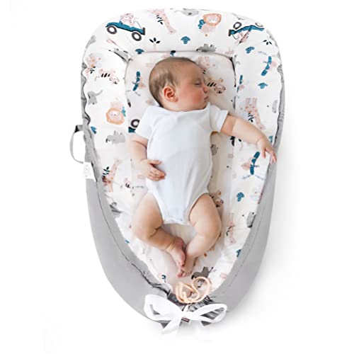Image of Baby Lounger Cover Baby Nest Cover 100% Cotton Breathable Sleeping Bed Cover for Newborn Nest Co Sleeping Bed Machine Washable,Zoo