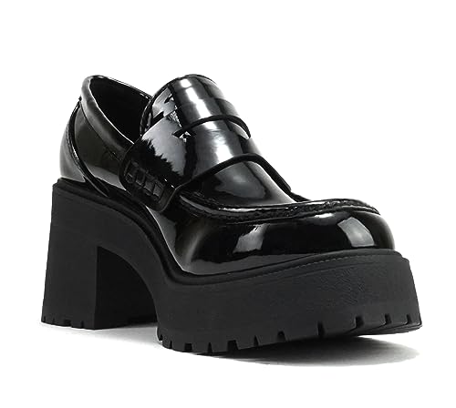 Image of Soda inchAMP inch ~ Women Round Toe Slip-On Lug Sole High Heel Penny Loafer Shoe