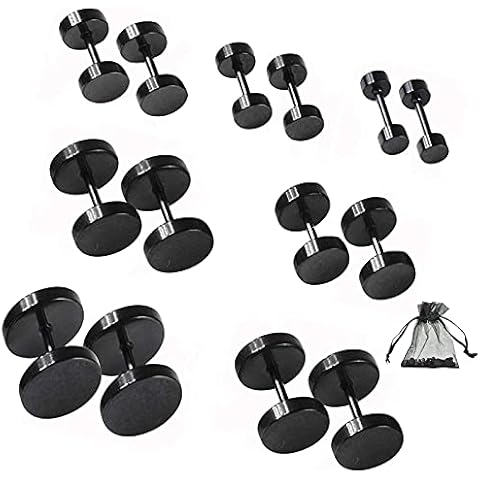 SwirlColor Pendiente Hombre, 7 Pares Mujer Hombre Pendientes de Botón Negro Cover