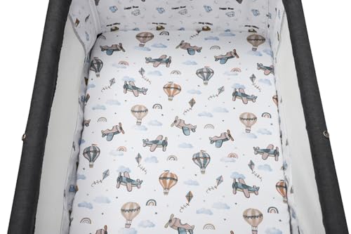 Image of Stretchy Fitted Crib Sheets Set 2 Pack Portable Crib Mattress Topper for Baby Girl Boy,Ultra Soft Jersey Material, Cream & Cloud